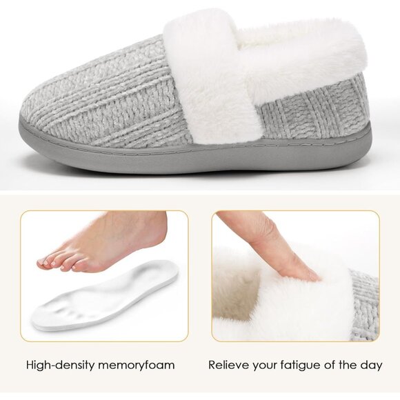 Luxurious Women's Memory Foam Slippers with Faux Fur - Cozy Comfort Size 10-11 - Picture 4 of 6